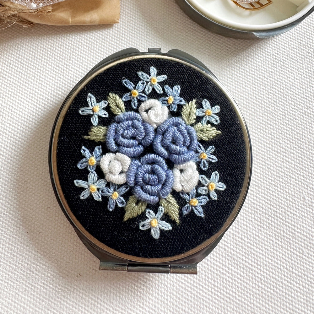 Blue Roses Embroidered Jewelry Box