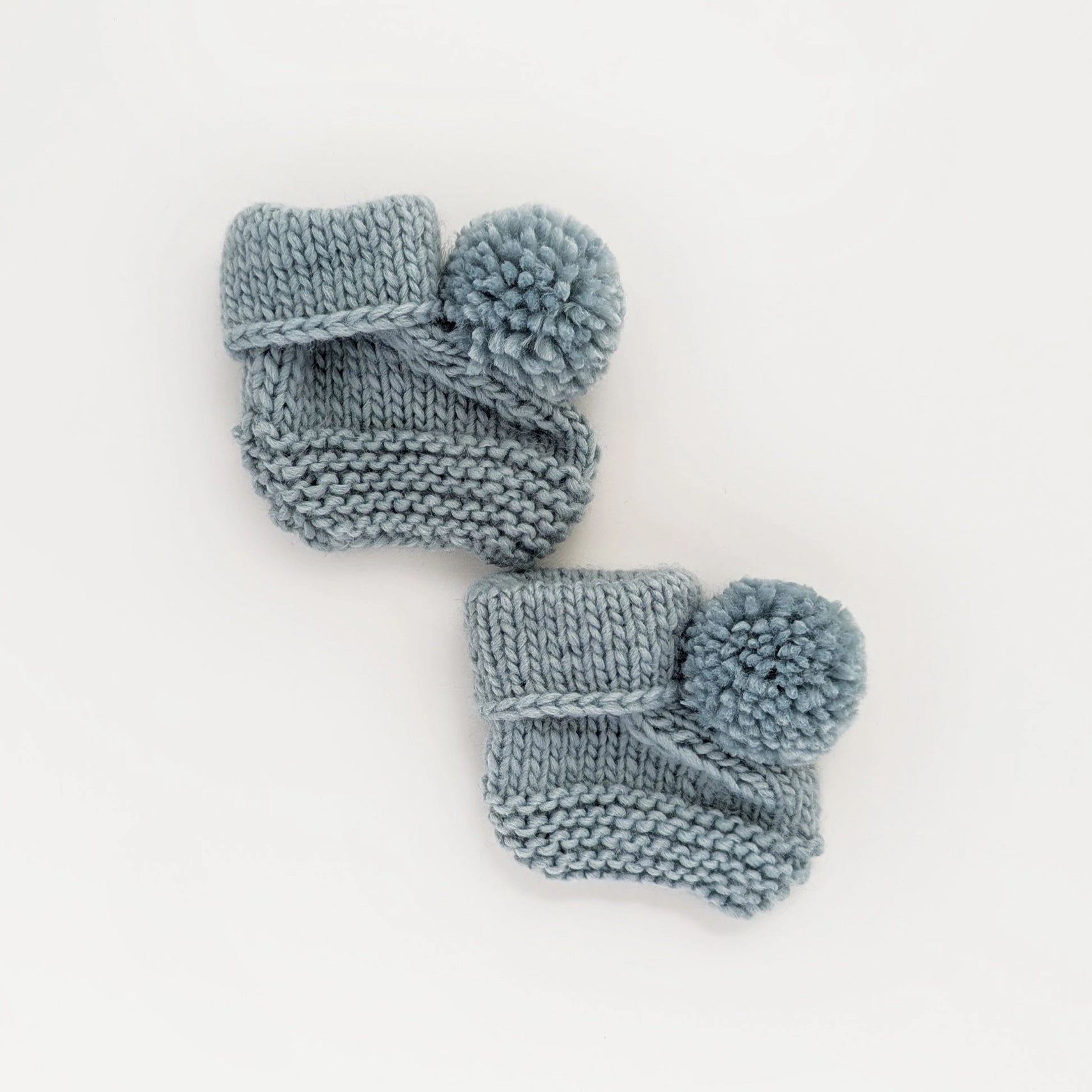 Garter Stitch Pom Pom Baby Booties