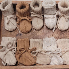 Cotton Knit Baby Booties - Forest Green