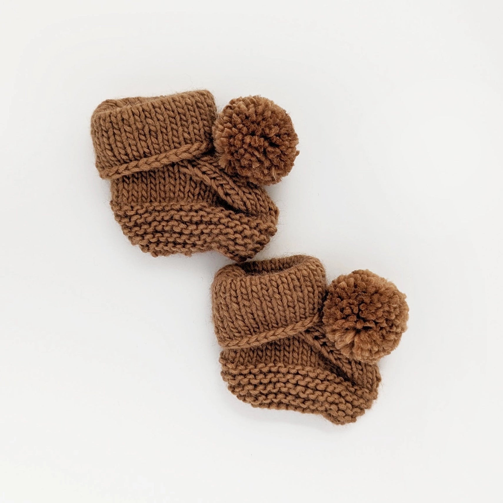 Garter Stitch Pom Pom Baby Booties