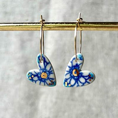 Calico Heart Hoop Earrings
