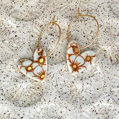 Calico Heart Hoop Earrings