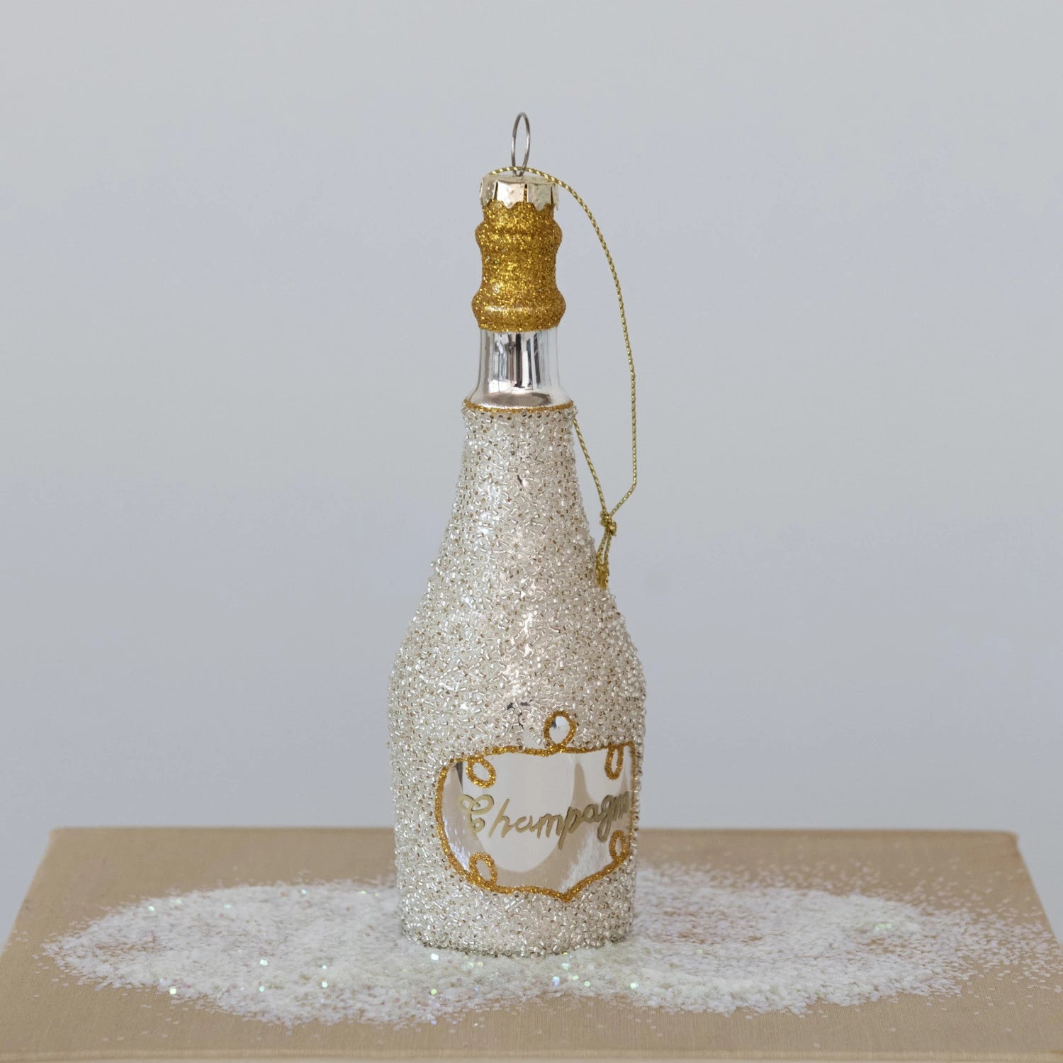 Glitter Champagne Bottle Ornament