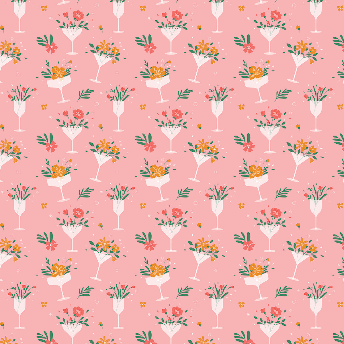 Cheers Floral Cocktails Gift Wrap Sheet