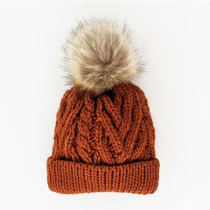 Go Bears Orange and Black Team Color Knit Hat with Faux Fur Pom Pom