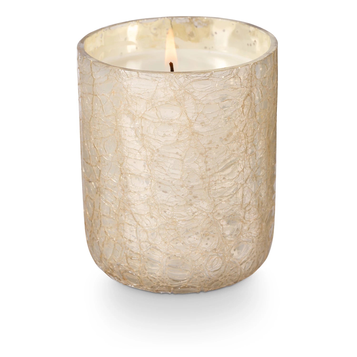 Winter White Crackle Glass Candle
