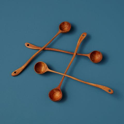 Teak Long Curved Spoons