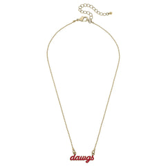 Georgia Bulldogs Red Enamel Script Necklace