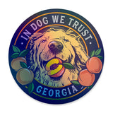 Holographic "In Dog We Trust" Georgia Peach Sticker