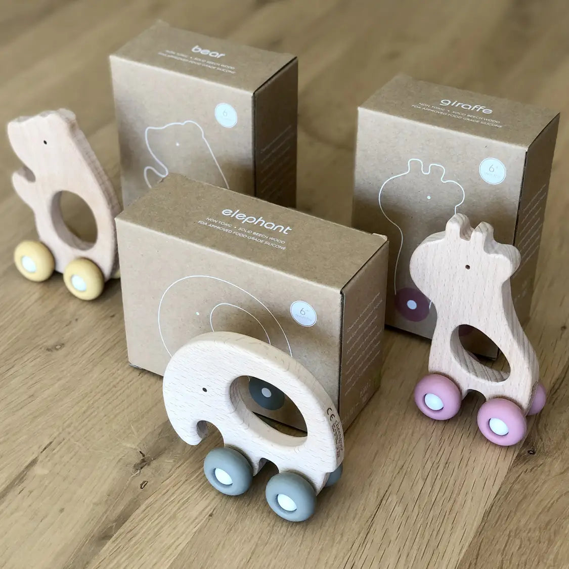 Bear Wooden Teething Push Toy