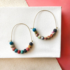 Elongated Kantha Hoop Earrings