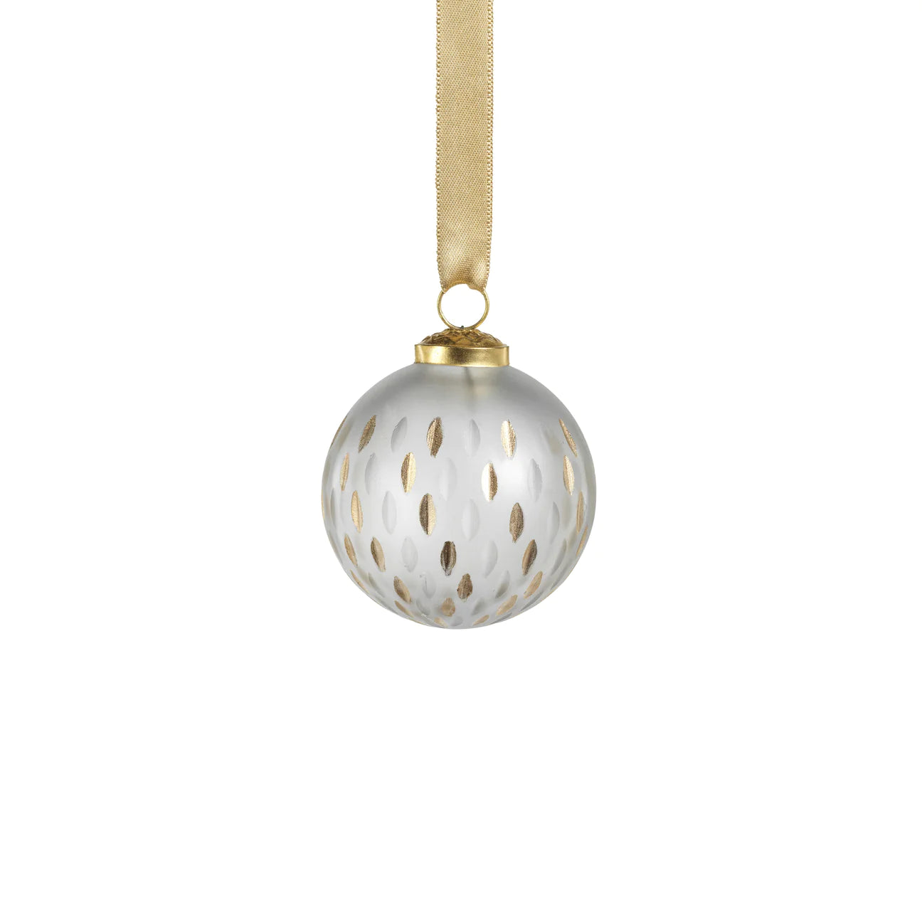 Frosted Gold Etched Glass Ornament