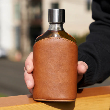 Parker Leather-Wrapped Glass Flask