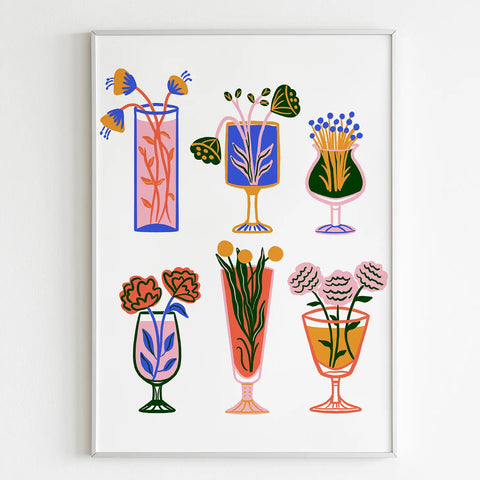 Floral Cocktails Art Print