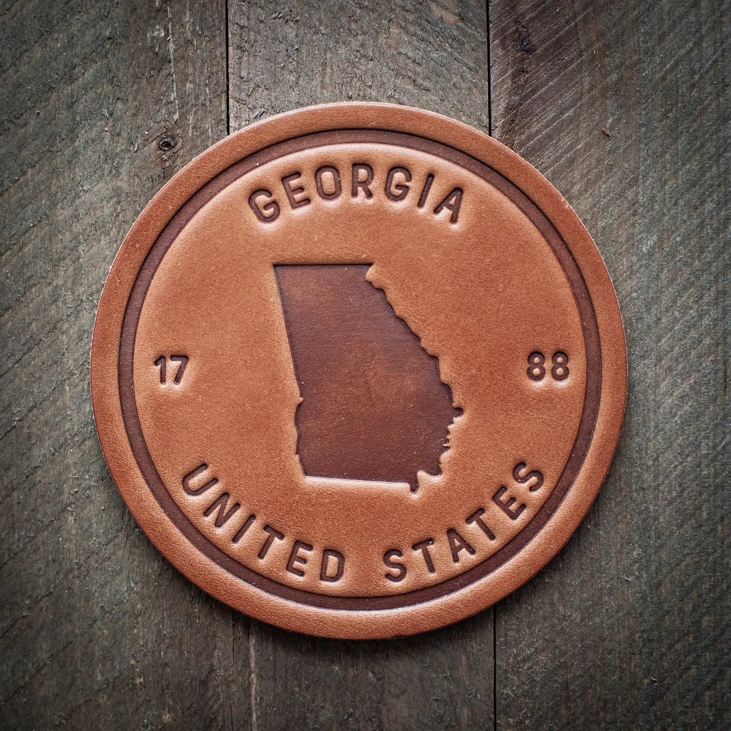 Georgia State Silhouette Leather Coaster