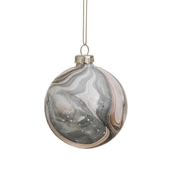 Gray & Gold Marbled Glass Ornament