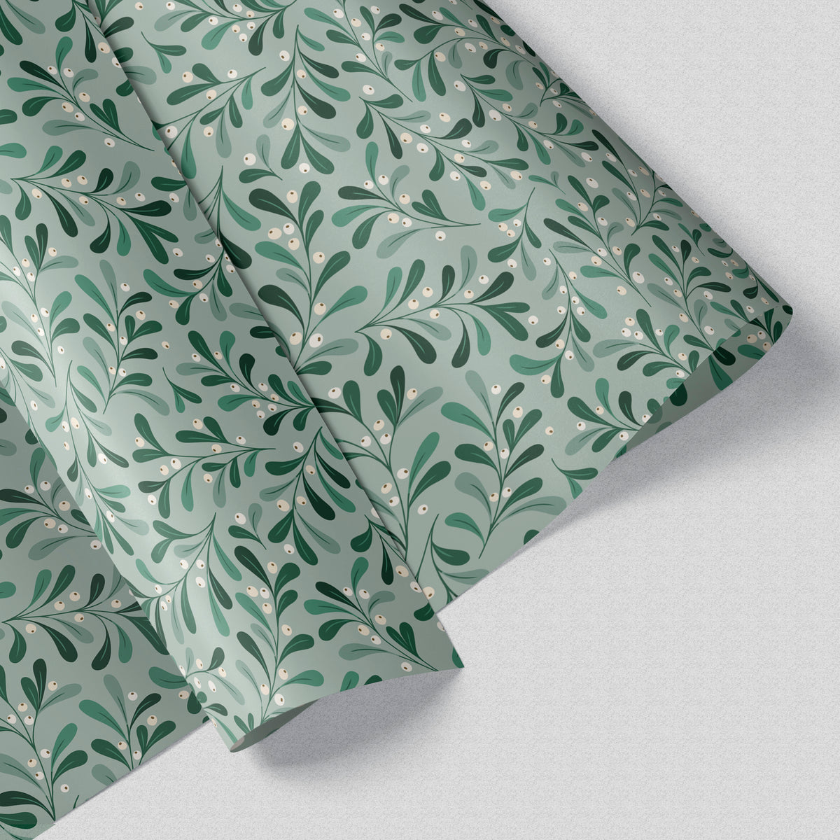 Green Mistletoe Gift Wrap Sheet