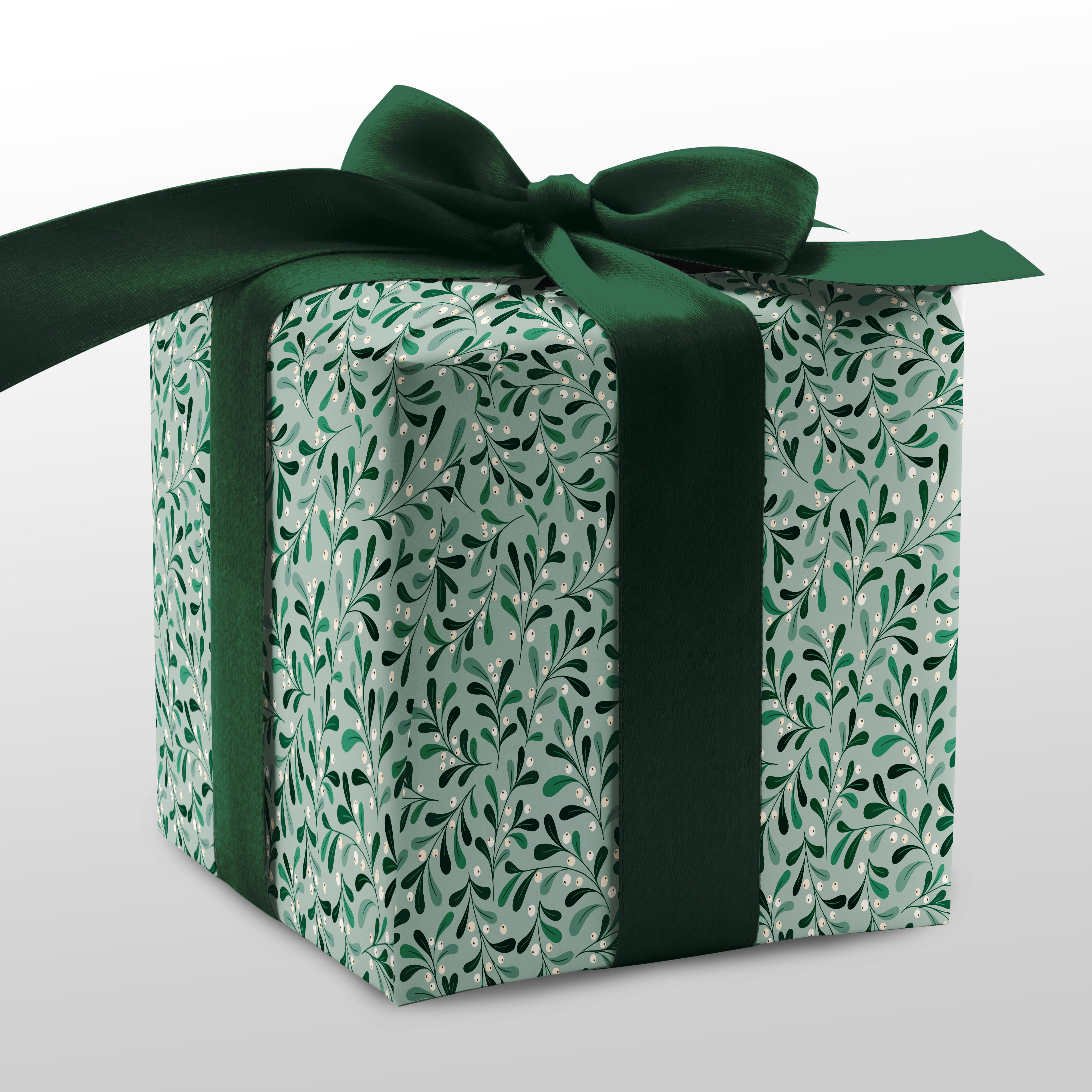 Green Mistletoe Gift Wrap Sheet