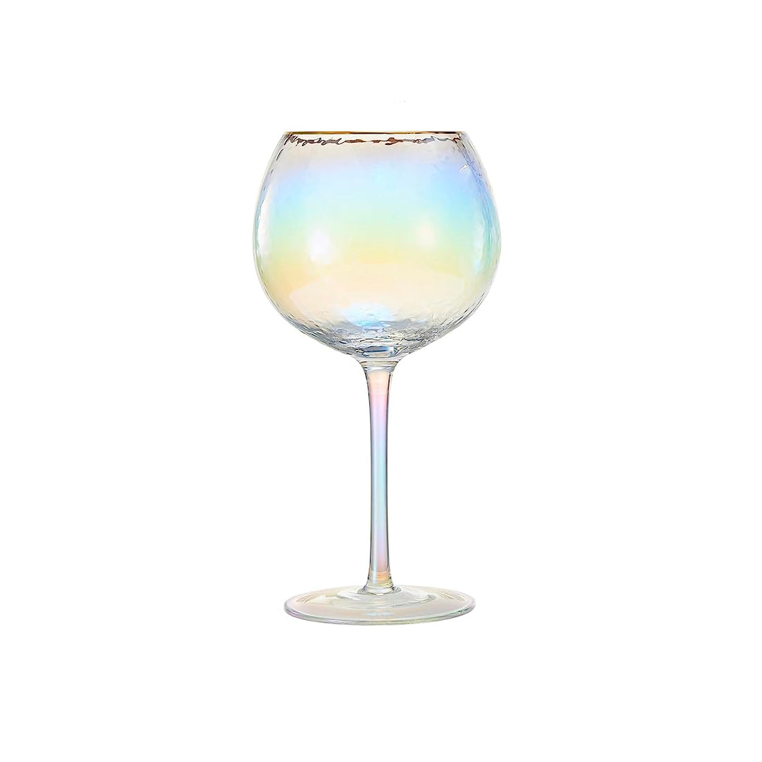 Iridescent Hammered Balloon Wine Glass