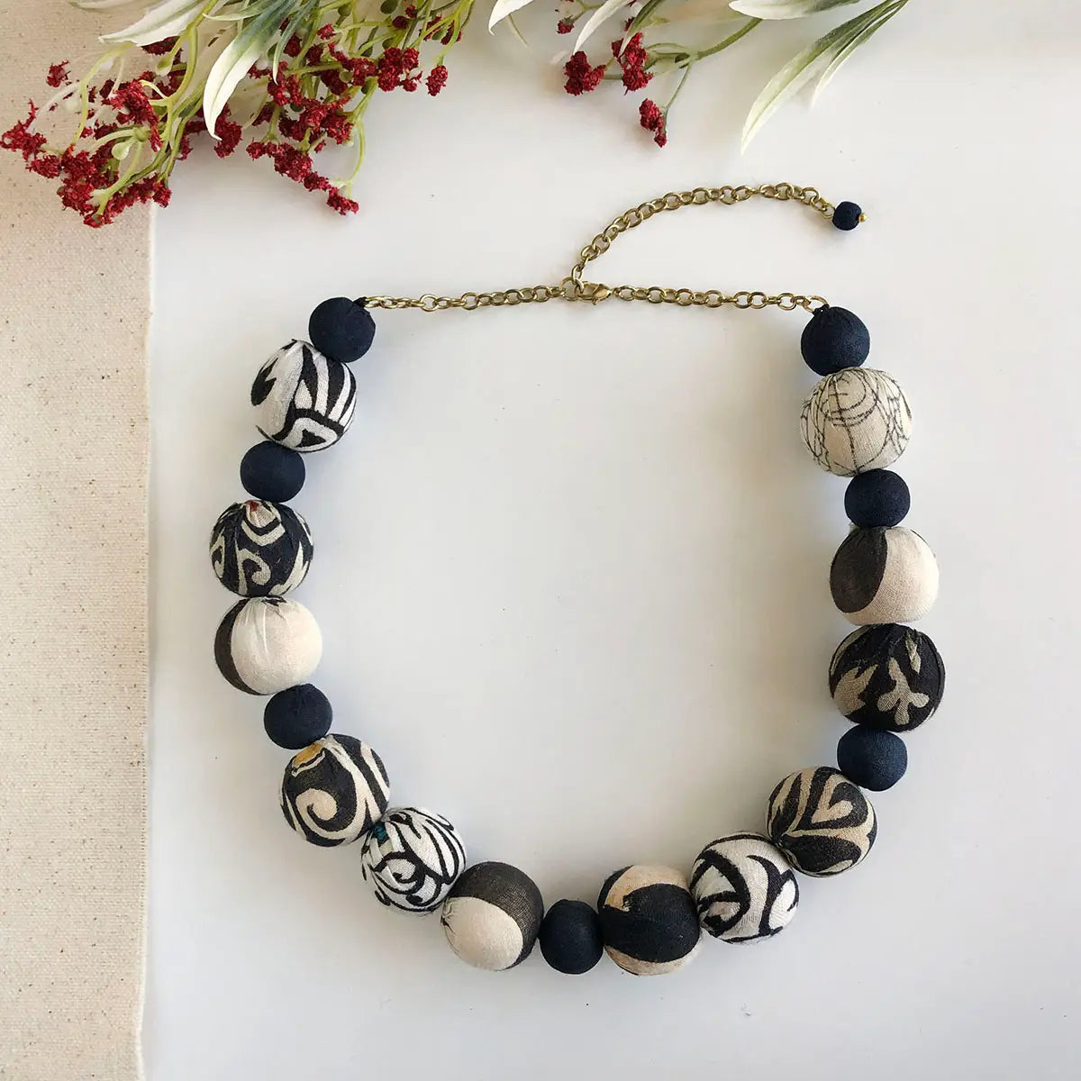 Kantha Indigo Bauble Necklace