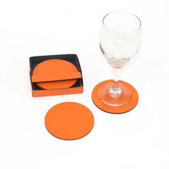 Bonded Leather Coasters with Storage Tray