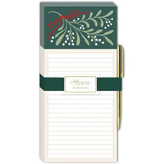 Winter Mistletoe Magnetic List Pad with Pen