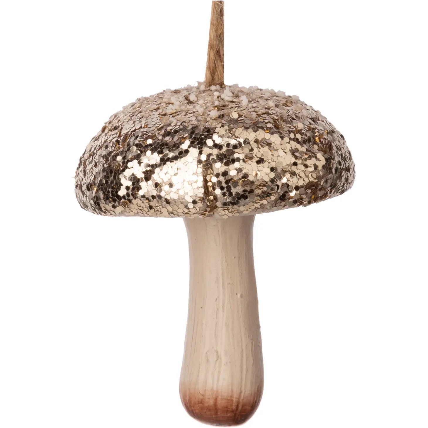 Silver Glittered Mushroom Ornament