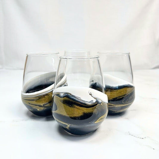 Onyx Stemless Wine Glass Set 640