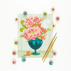 Peonies in Vase Paint-By-Number Kit - Wallpaper Background