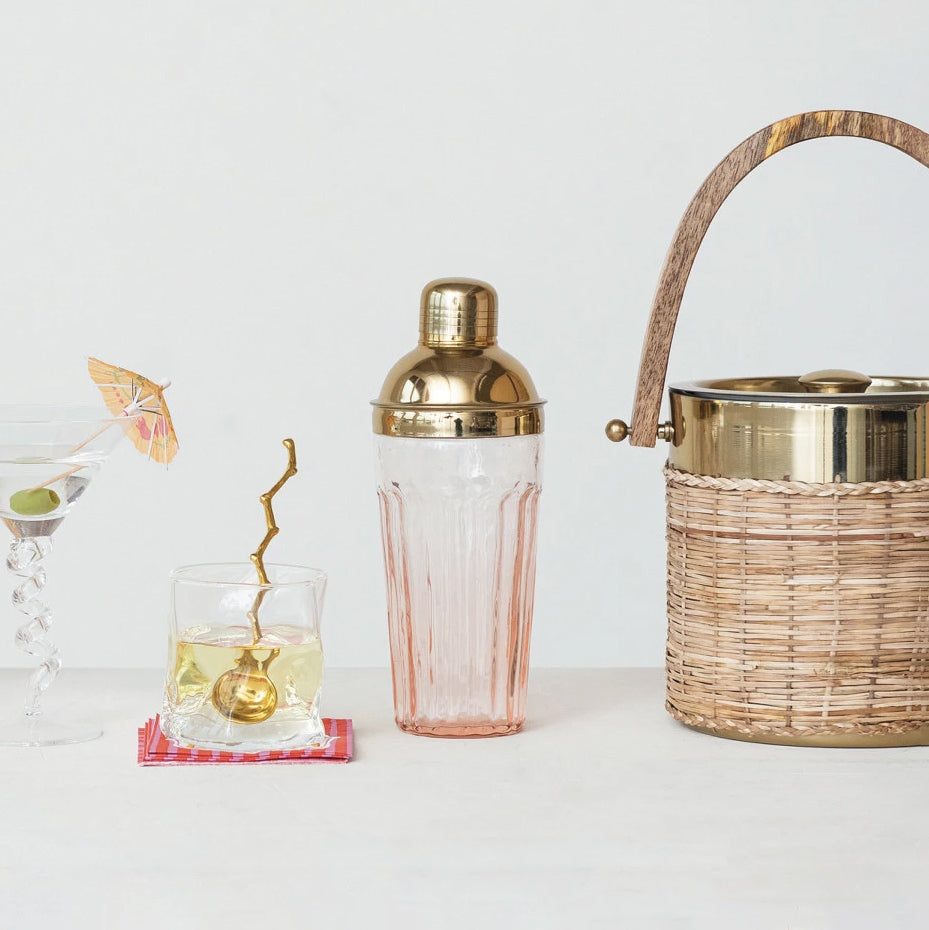 Pink Glass Cocktail Shaker