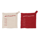 Embroidered Square Cotton Slub Pot Holder