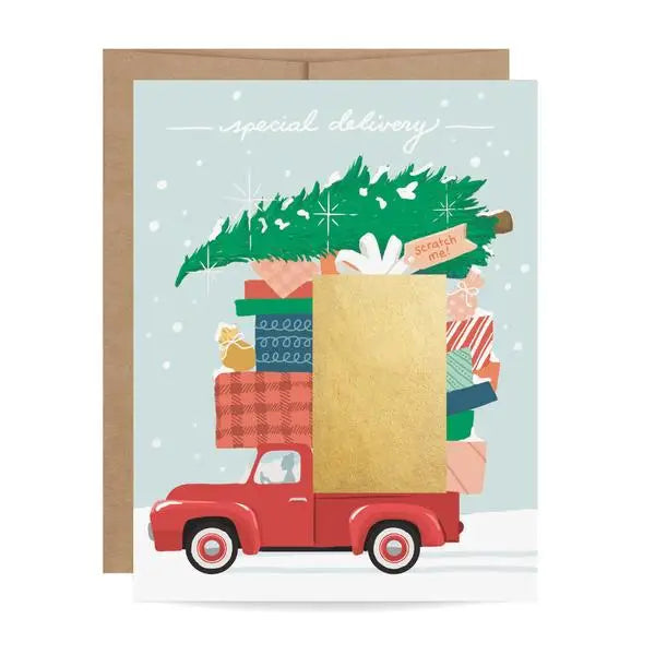 Holiday Red Truck Scratch-Off Card