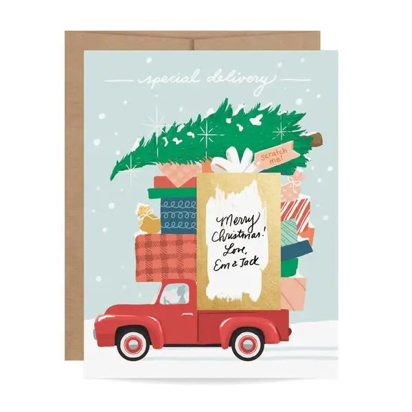 Holiday Red Truck Scratch-Off Card