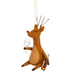 Felt Reindeer Wine-O Ornament