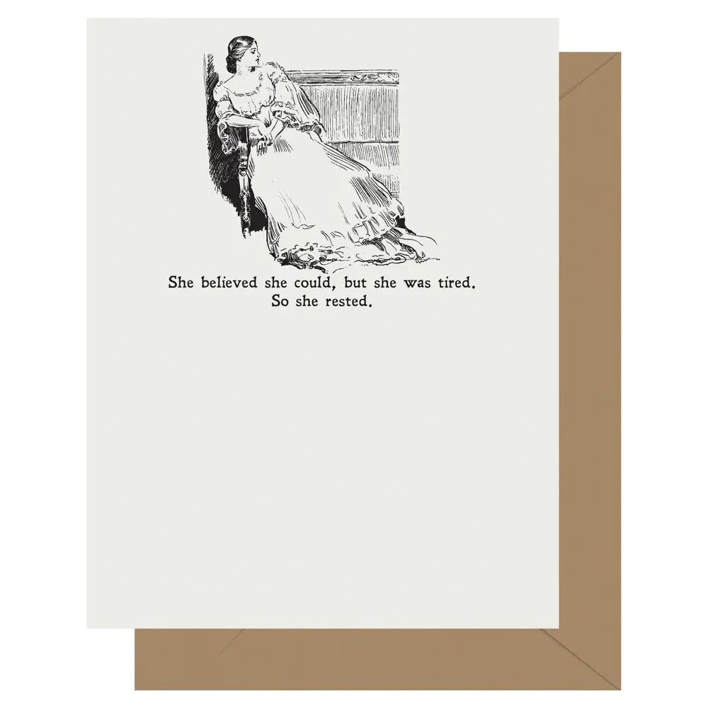 She Rested - Gibson Girl Letterpress Card