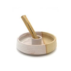 Ceramic Palo Santo Burner - Beige Ridged