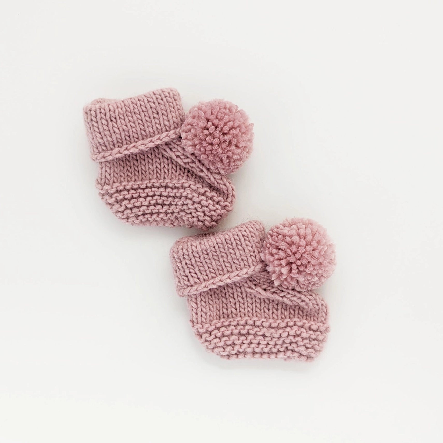 Garter Stitch Pom Pom Baby Booties