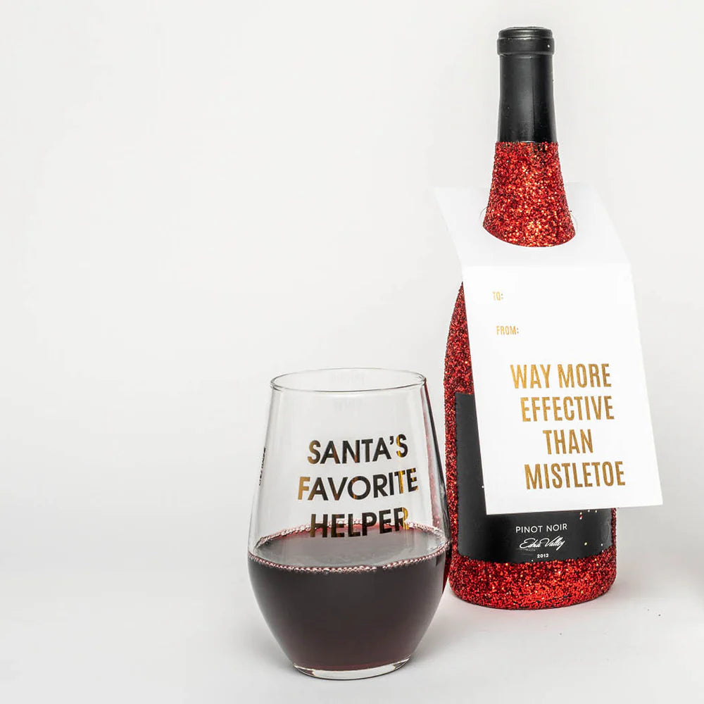 Santa's Favorite Helper Wine Glass