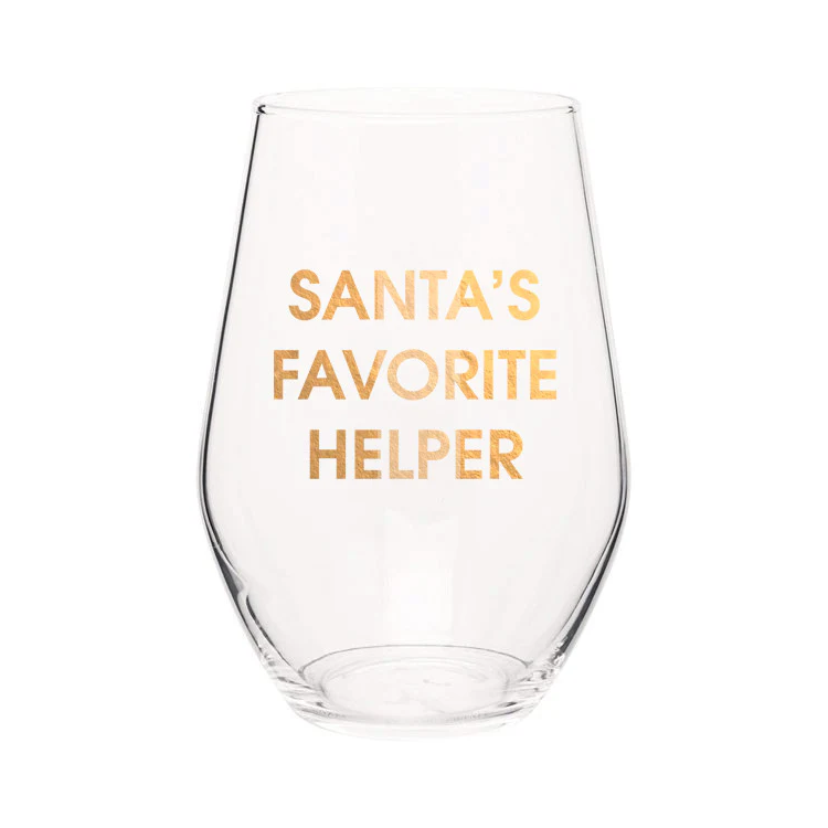 Santa's Favorite Helper Wine Glass