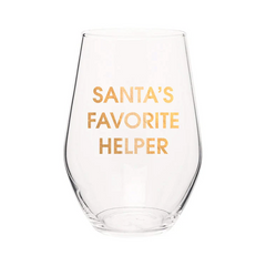 Santa's Favorite Helper Wine Glass