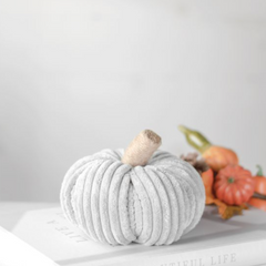 Grey Velvet Stuffed Pumpkin