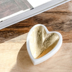 Gold Foil Marble Heart Tray