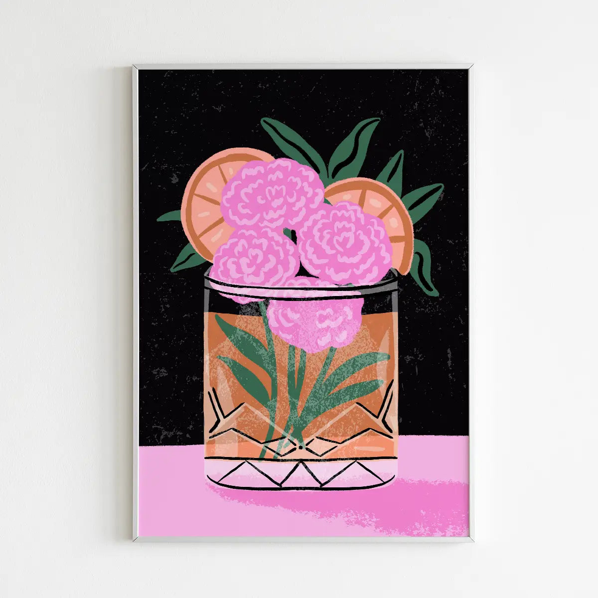 Whiskey Sour Floral Cocktail Art Print