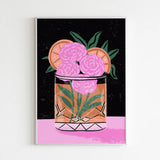 Whiskey Sour Floral Cocktail Art Print