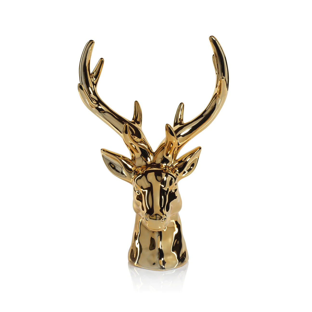 Gold Ceramic Holiday Stag Head