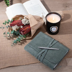 Suede Leather Bound Journal with Organic Cotton Paper