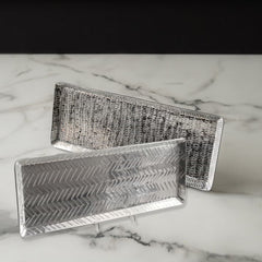 Hammered Aluminum Rectangular Serving Trays