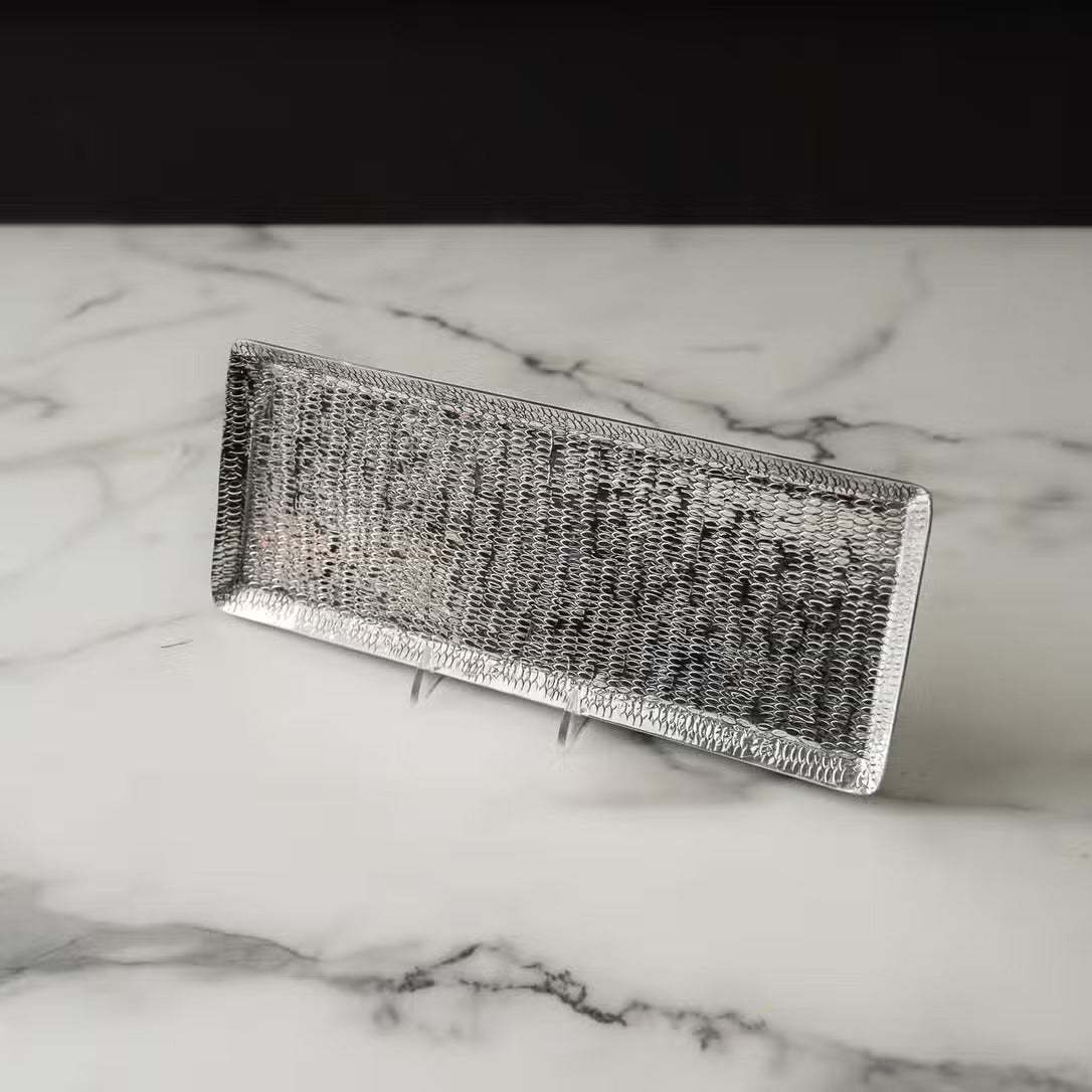 Hammered Aluminum Rectangular Serving Trays