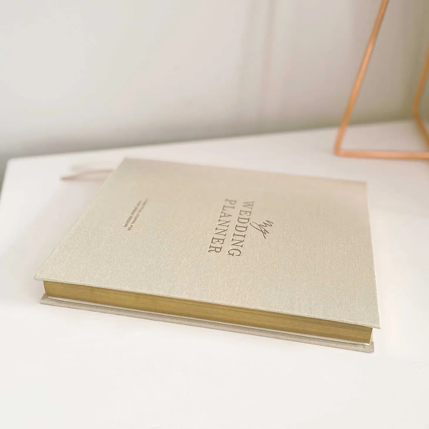 Ivory Cloth Wedding Planner Book with Gold Foil