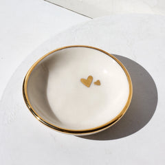 White Double Heart Ring Dish